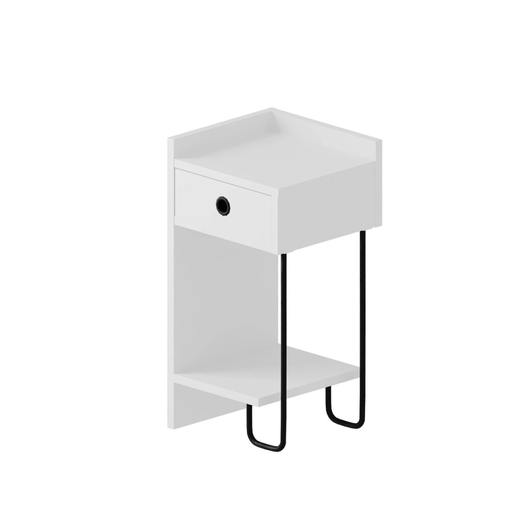 Comodino in legno "Sirius" - 32 x 30 x 61 cm - Bianco
