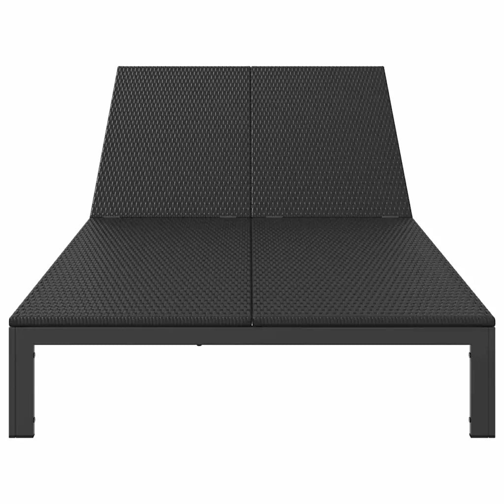 Lettino da Sole Nero 206 x 115 x 75 cm polyrattan 42004133