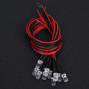50 LED diodi a luce 12 V 5 mm colore caldo bianco - base rotonda - cablato - elettroluminescenti.
