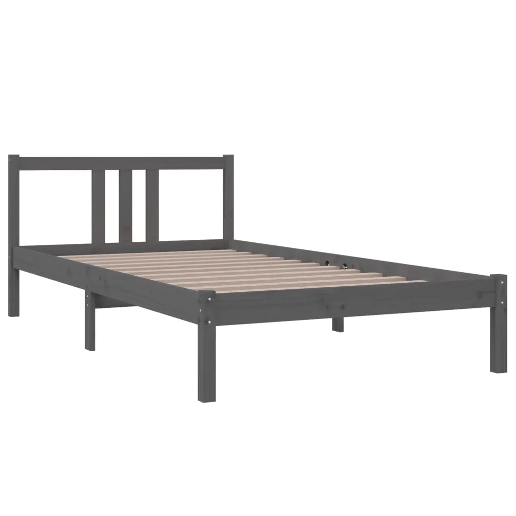 Giroletto-Struttura Letto Grigio in Legno Massello 100x200 cm 640563