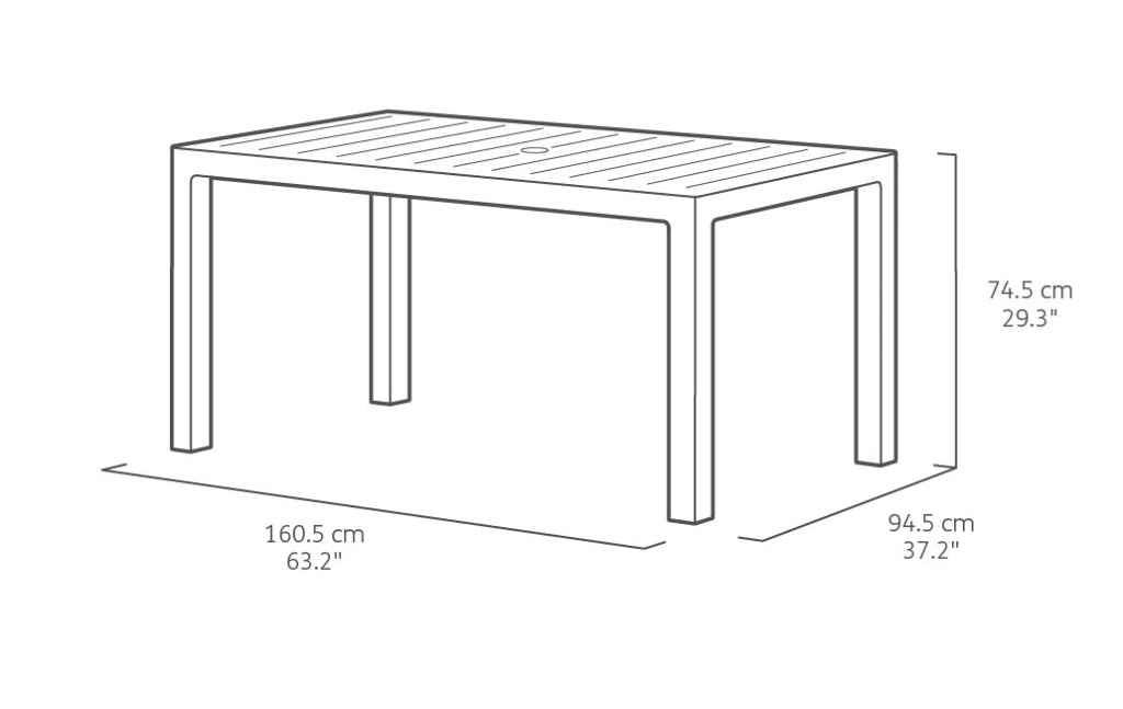 Tavolo da Giardino 160,5x94,5x74,5 cm in Resina Keter Melody Bianco