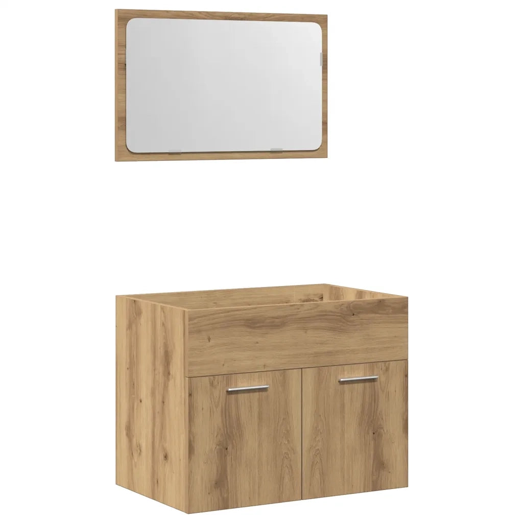 Set Mobili da Bagno 2 pz Rovere Artigianale Legno Multistrato