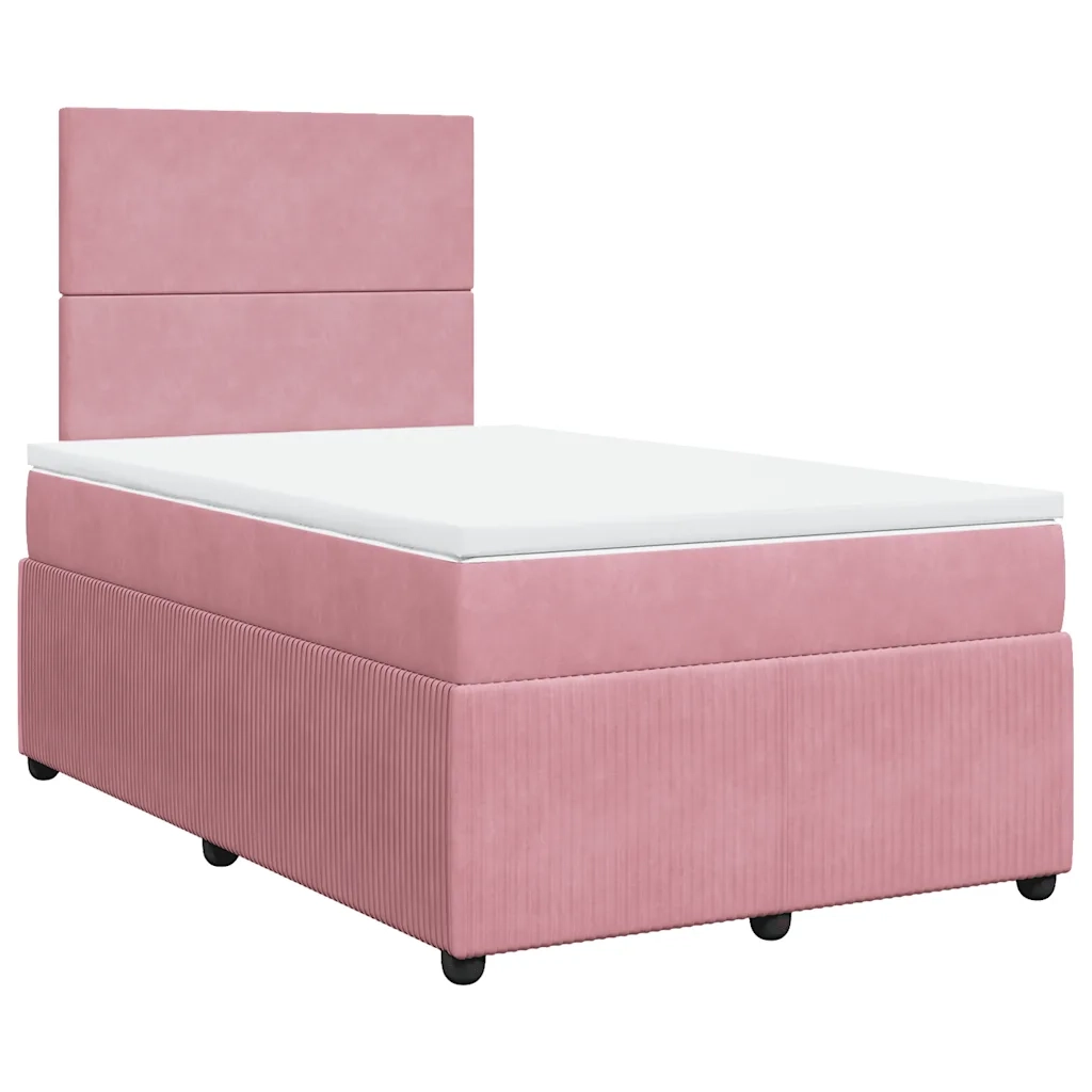 Giroletto a Molle con Materasso Rosa 120x190 cm in Velluto