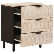 Comodino | Armadio da Notte | Mobiletto da notte Bianco 50 x 33 x 62 cm Legno di mango massello