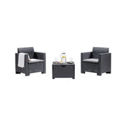 Salottino da esterno Apis, Set da giardino con cuscini, Salottino  effetto rattan, 100% Made in Italy, Antracite