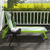 Lettino Prendisole con Ruote e Cuscino Poggiatesta, Schienale Regolabile, in Alluminio e Textilene, Verde