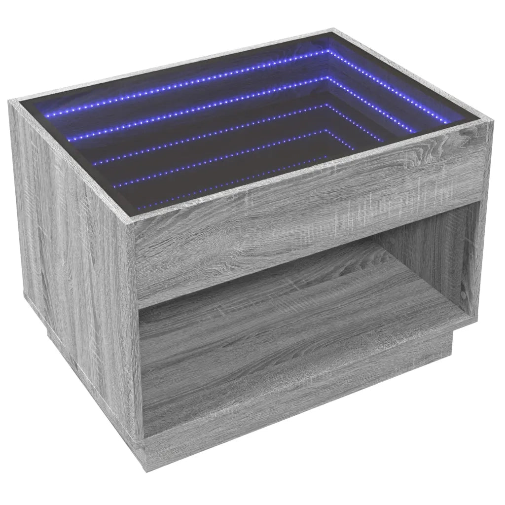 Tavolino da Salotto con LED Infinity Grigio Sonoma 70x50x50 cm