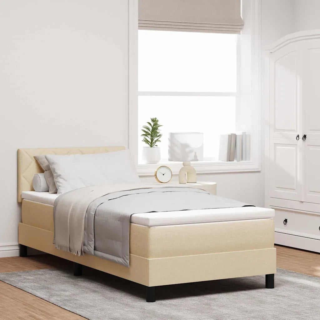 Letto a molle con materasso con led Crema 100 x 200 cm Tessuto