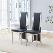 Sedie da Pranzo Set 2 Pezzi ¨C MINIMAL ¨C Nero Similpelle Gambe Metallo Argento 109 cm
