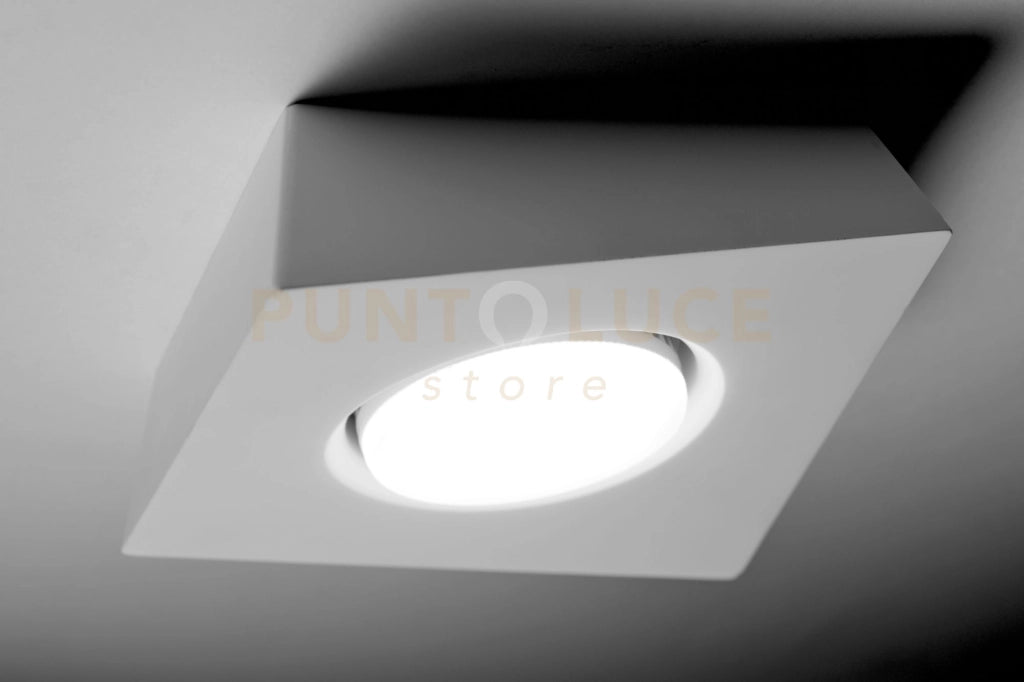 ANCHISE lampada da Soffitto 1 Luce in gesso bianco attacco GX53 18x17,5cm