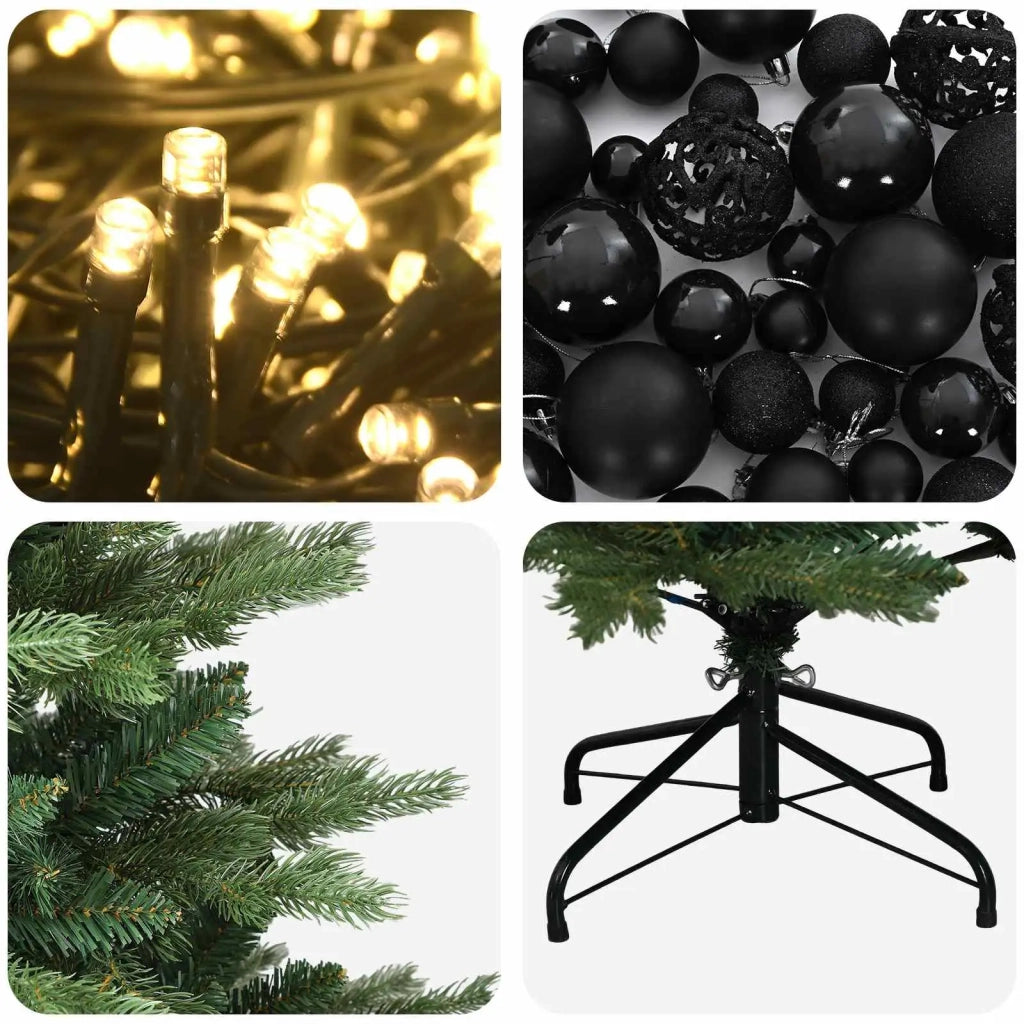 Albero di Natale artificiale con palline 150 cm 150 LED 3465576