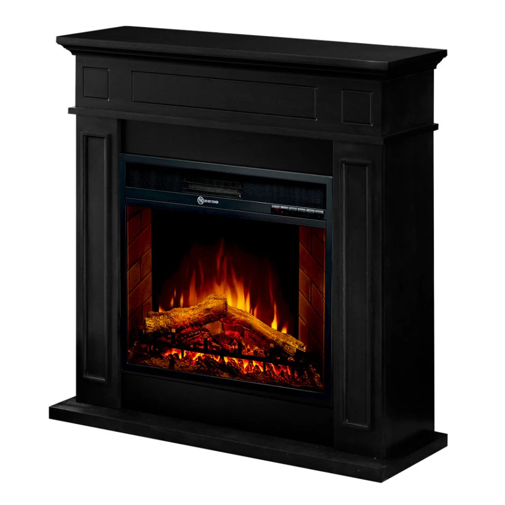 Camino elettrico caminetto da terra JEFFERSON in legno Nero L 89,5 x H90,5 x P28
