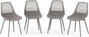 OK-Living Sedia da giardino Sedia da terrazza Sedia da balcone Klaas grigio Sedia ergonomica Set di 4