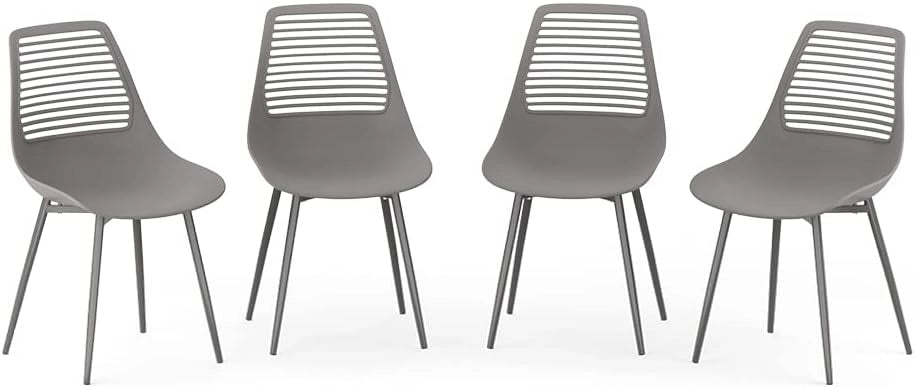 OK-Living Sedia da giardino Sedia da terrazza Sedia da balcone Klaas grigio Sedia ergonomica Set di 4