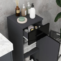 Mobiletto Bagno 1 Cassetto 1 Anta 30x30x82 cm in Truciolato Nero e Grigio