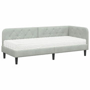 Letto singolo | Letto per adulti | Cornice del letto ad angolo Grigio chiaro 80 x 200 cm Velluto