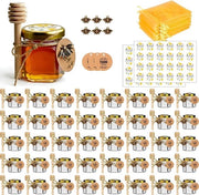 Mini vasi per miele 40x 45 ml – Piccoli vasi in vetro con spatola per l'abrasione e cordoncino – Mini vasi per miele come regalo per baby shower, matrimoni o feste
