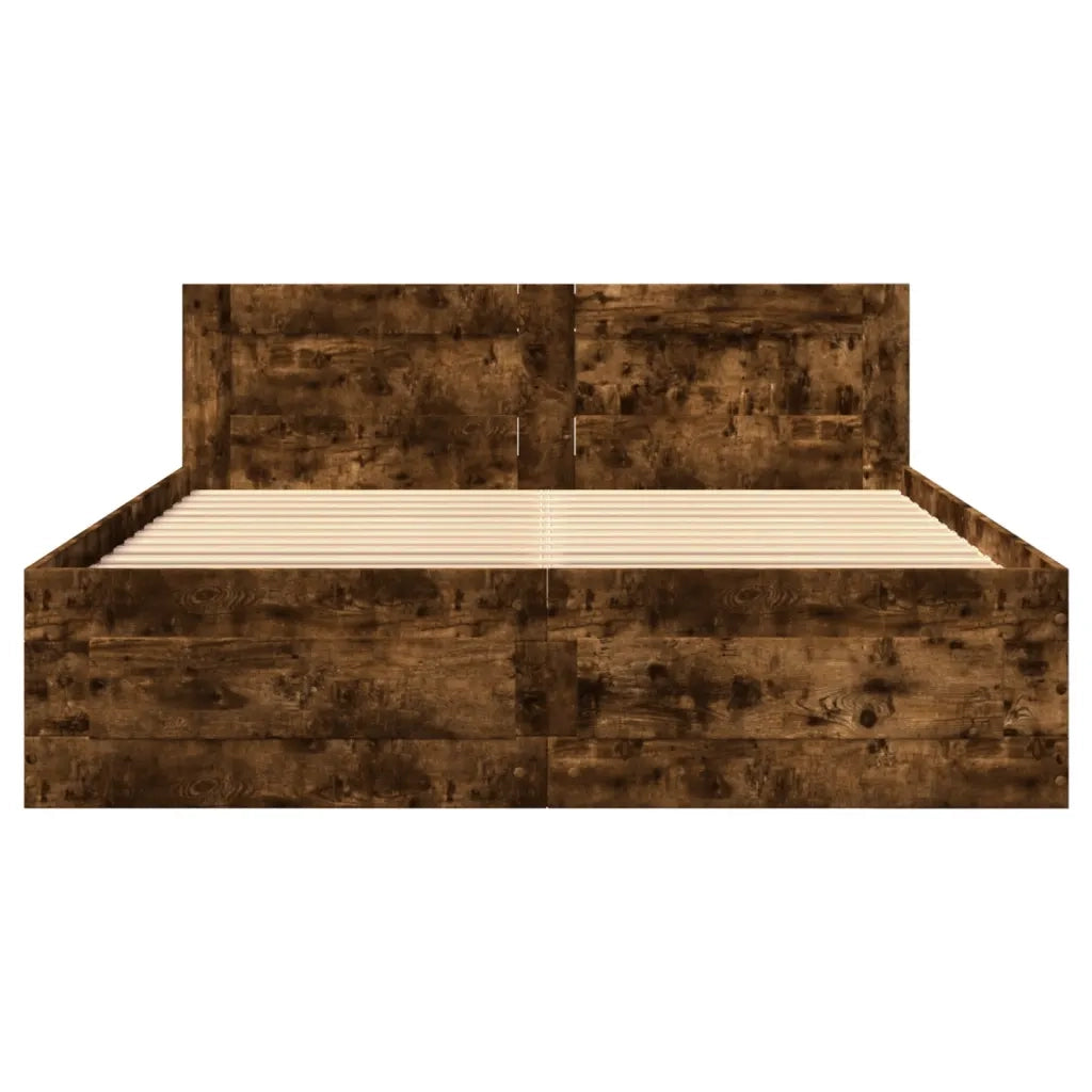 Giroletto con Testiera Rovere Fumo 140x200 cm Legno Multistrato