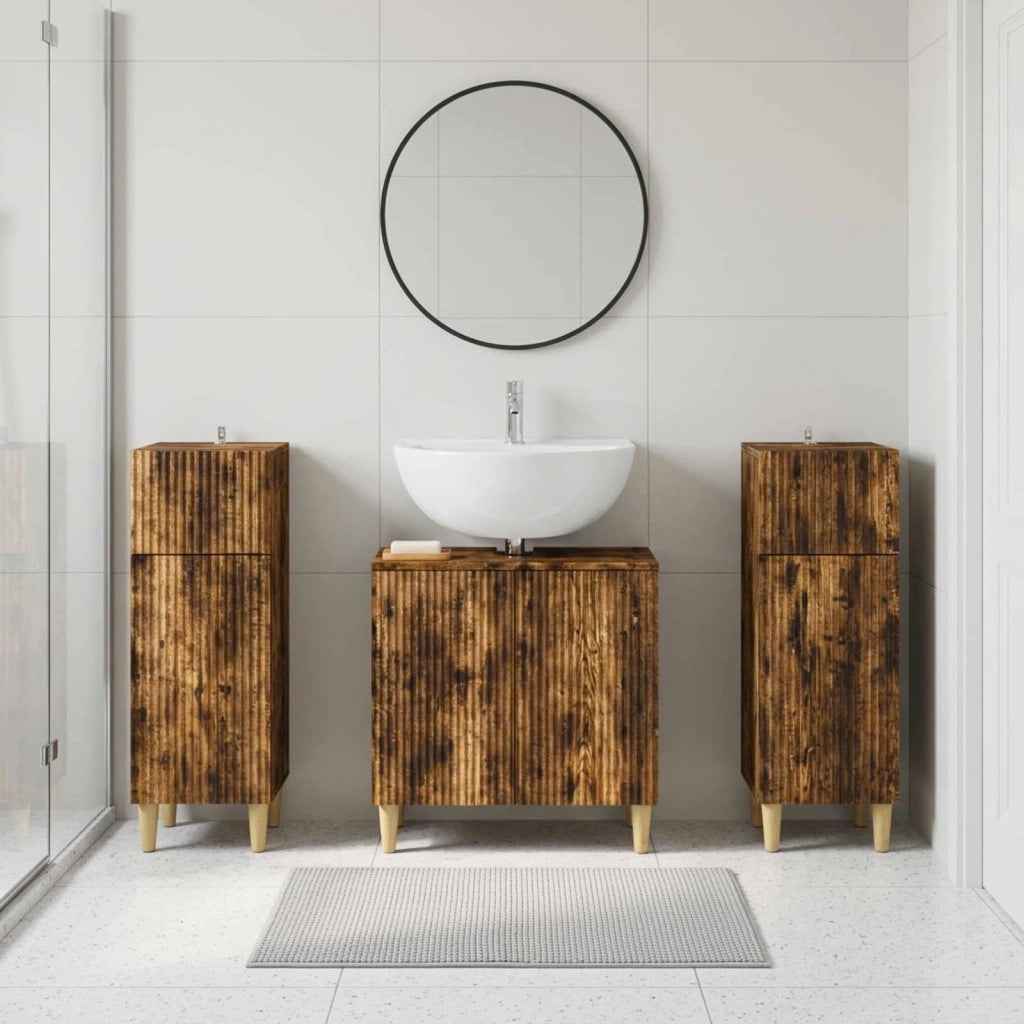 Set di armadietti da bagno in 3 pezzi ARNHEM Rovere Fumo 3418013