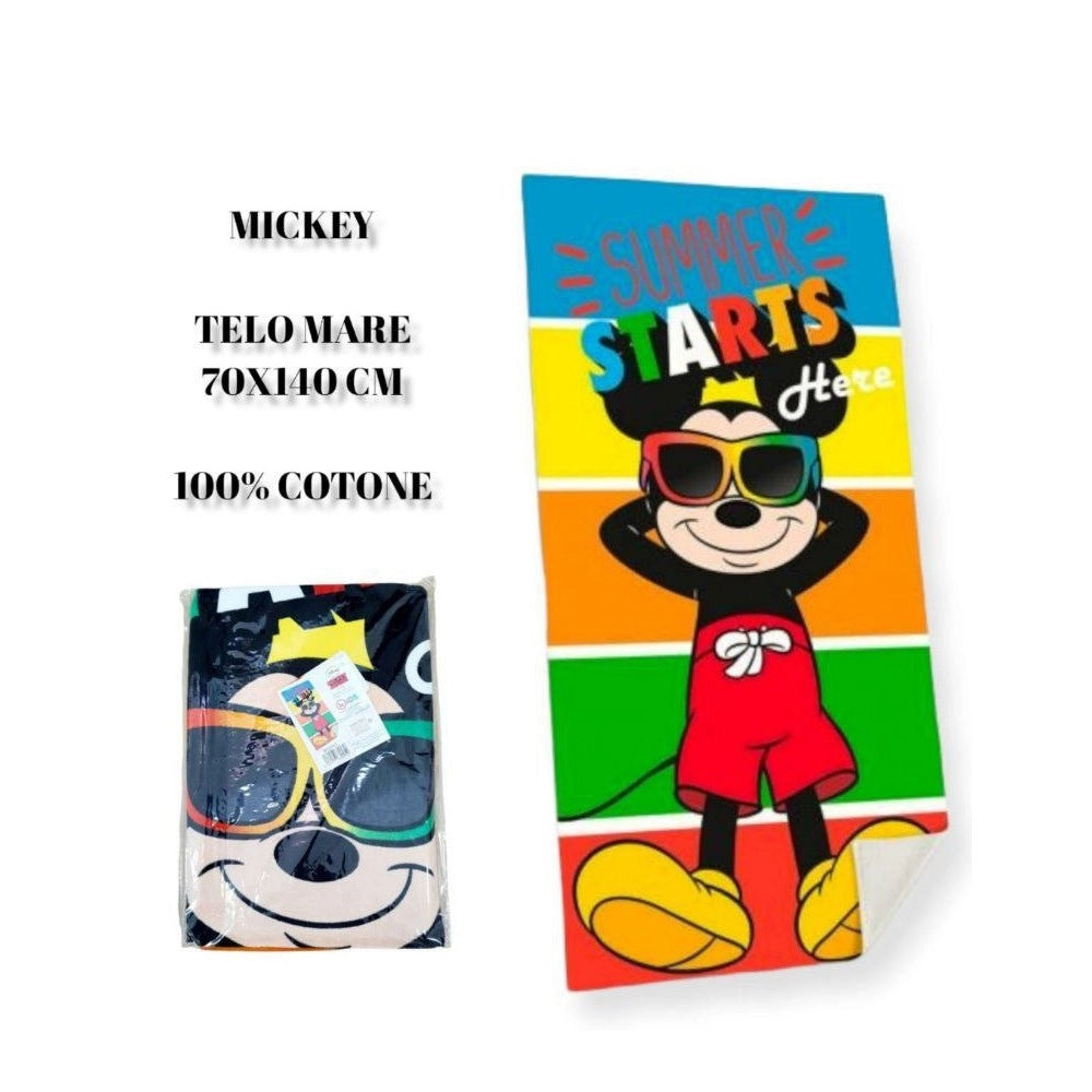 Trade Shop - Telo Mare In Cotone Topolino Mickey Mouse Asciugamano Mare Piscina Bambini -