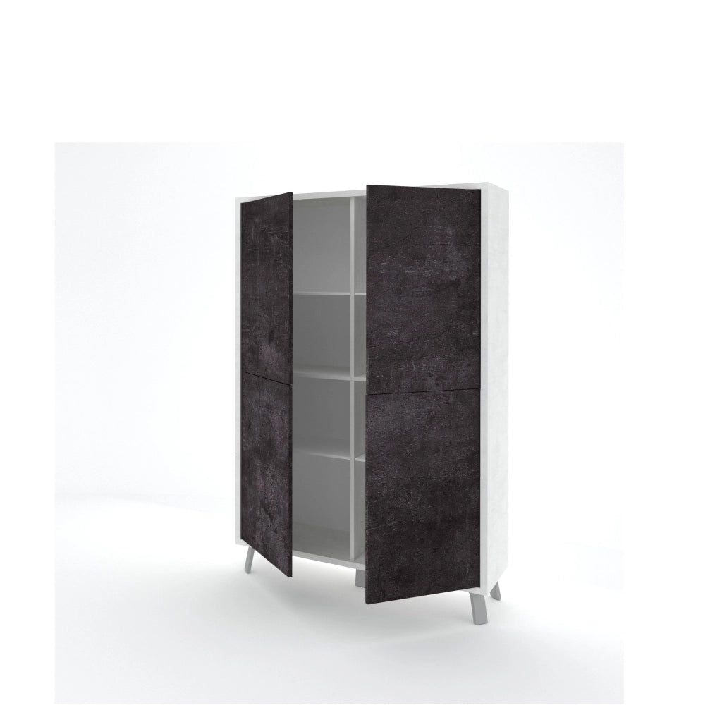 Credenza alta VELBRUK bianco pietra/nero pietra