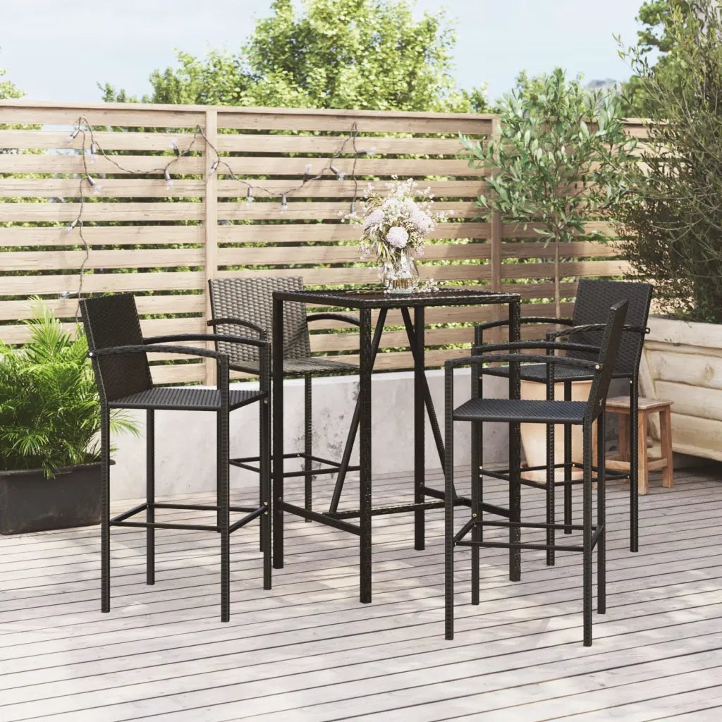 Set Bar da Giardino 5 pz Nero in Polyrattan 3187652