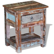 Tavolino con 1 Cassetto Legno Massello di Recupero 43x33x51 cm cod mxl 9472