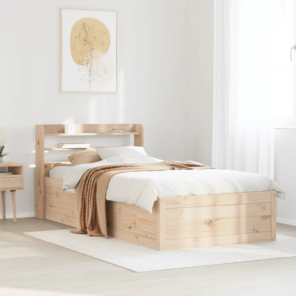 Giroletto con Testiera 90x190 cm in Legno Massello di Pino 3307104
