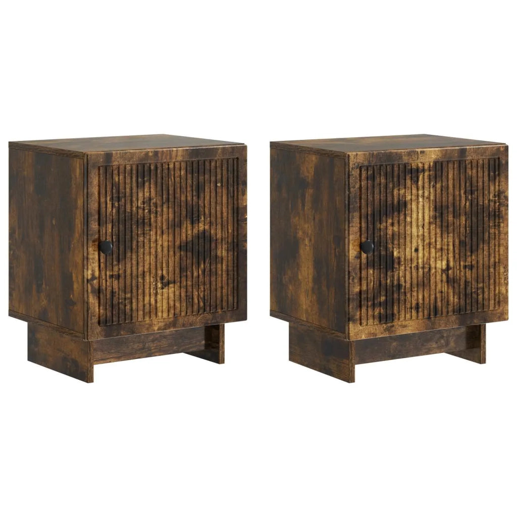 Set di 2 Comodini | Armadio da Notte | Mobiletto da notte Rovere Fumo 43 x 34,5 x 50 cm