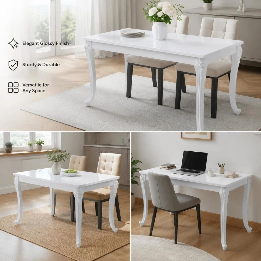 Dining Table 116 X 66 X 76 Cm, High-gloss White