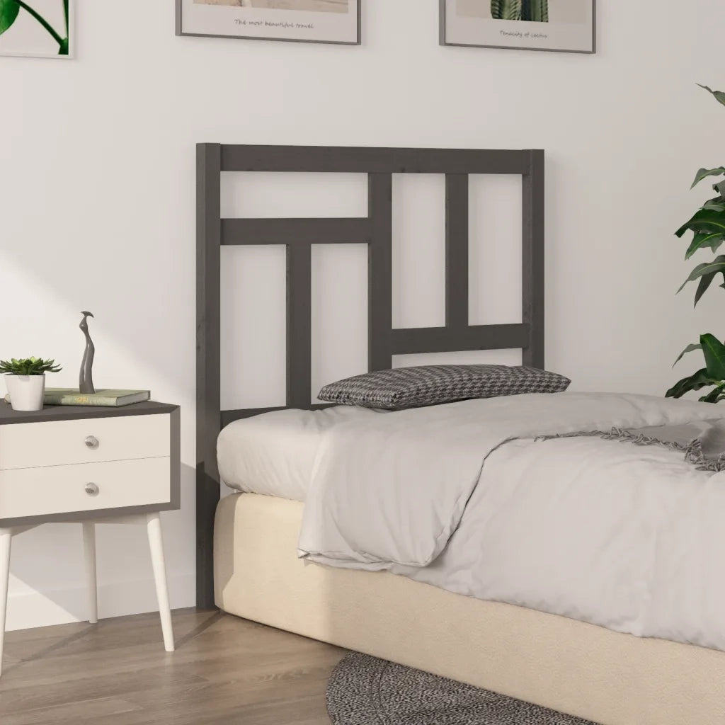 Testiera per Letto Grigia 95,5x4x100 cm Legno Massello di Pino 818952