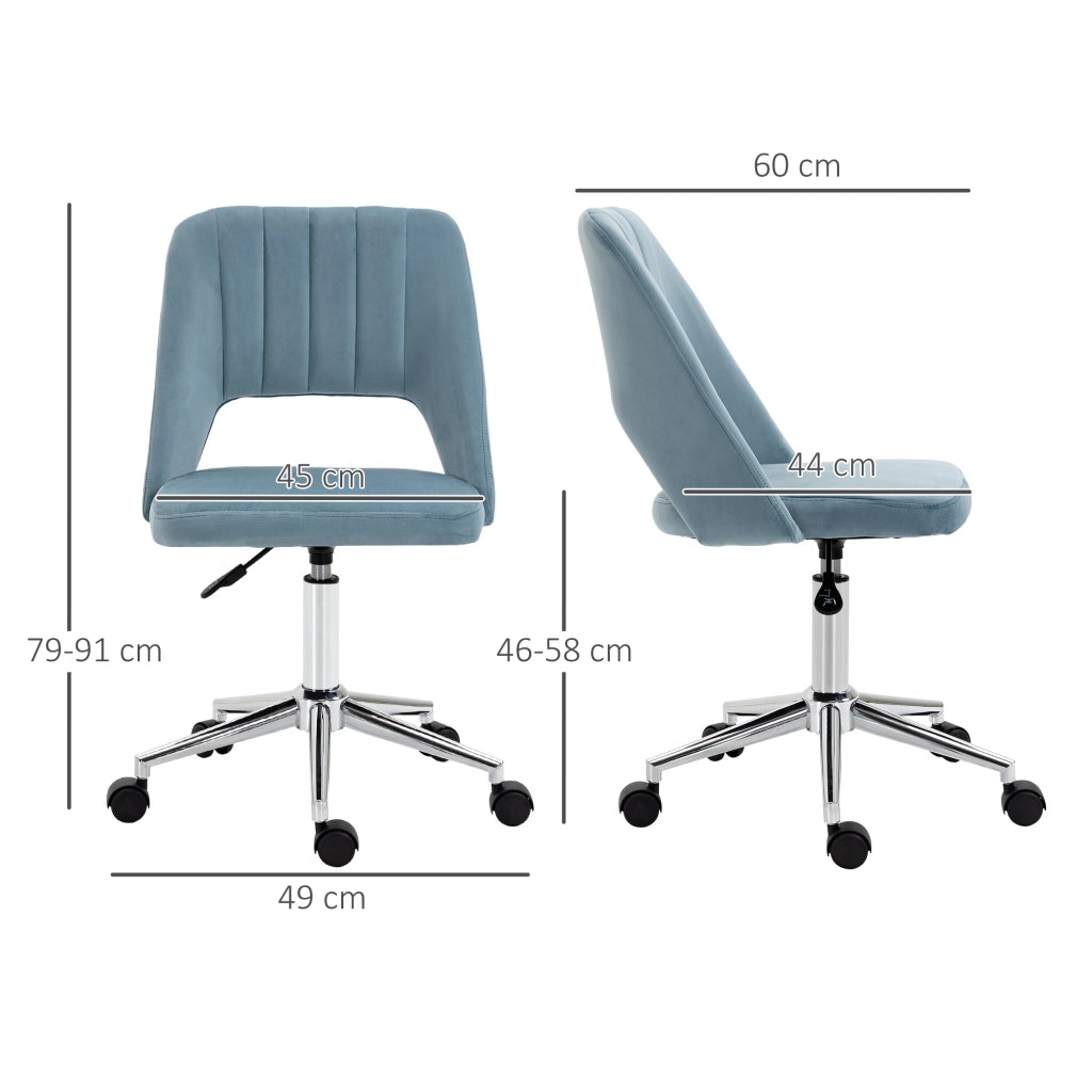 SEDIA UFFICIO Ergonomica Girevole Regolabile 49x60x79-91 cm Poliestere Blu