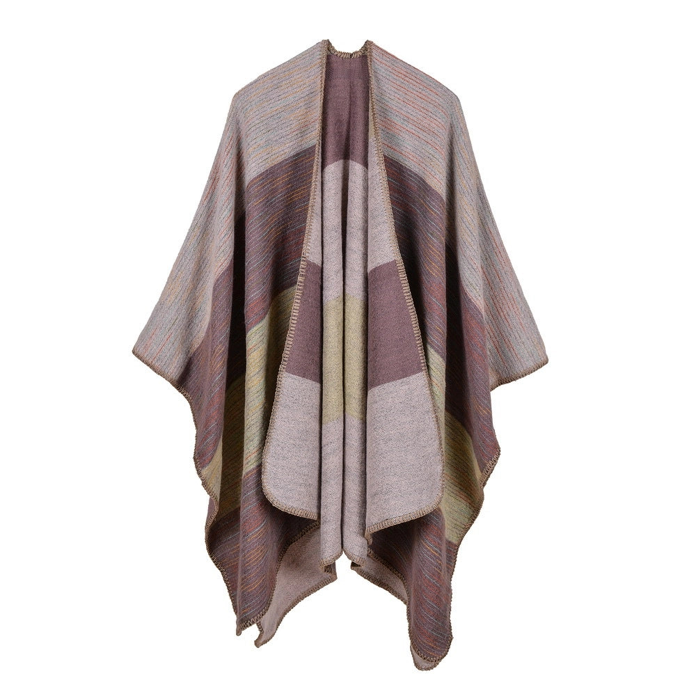 Nuovo scialle da donna in cashmere a righe con stelle, extra lungo e spesso, scialle multiuso.