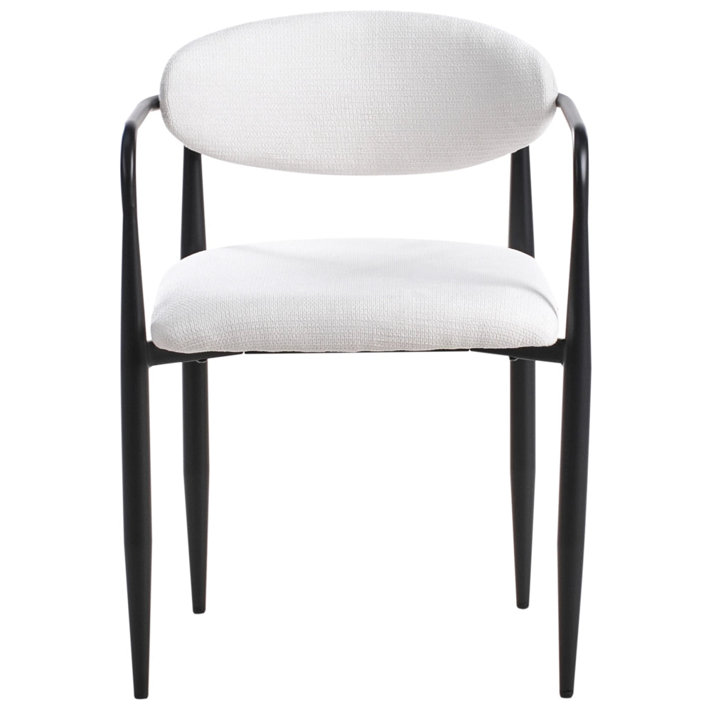 Set di 2 sedie da pranzo con rivestimento in poliestere bianco sporco e struttura in metallo in stile moderno del medio secolo