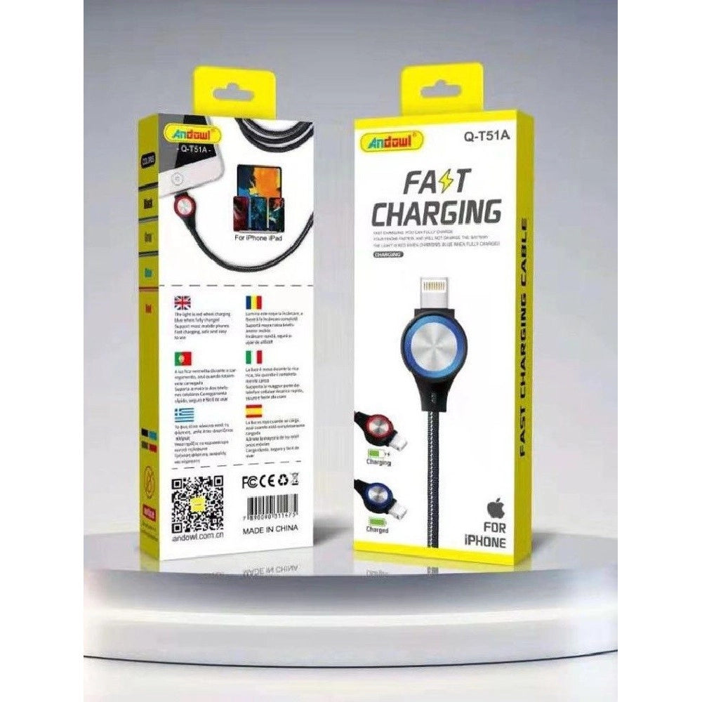 Trade Shop - Cavo Di Ricarica Rapida Veloce Per Iphone Lightning Con Luce Illuminazione Q-t51a -