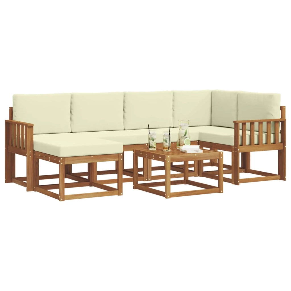 Set di divani da esterno con cuscino 7 pcs Naturale e Crema