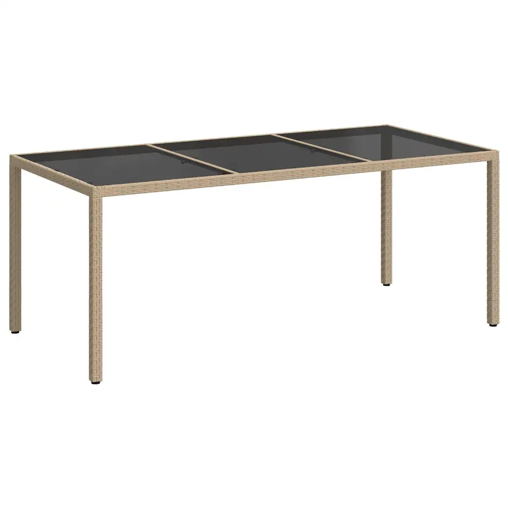 Tavolo Giardino Beige 190x90x75 cm Vetro Temperato Polyrattan 316717