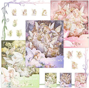 90 pezzi di accessori per scrapbook vintage - set di adesivi per ragazze con disegno di rosa e iris - adesivi per scrapbooking per fotoalbum e calendario.