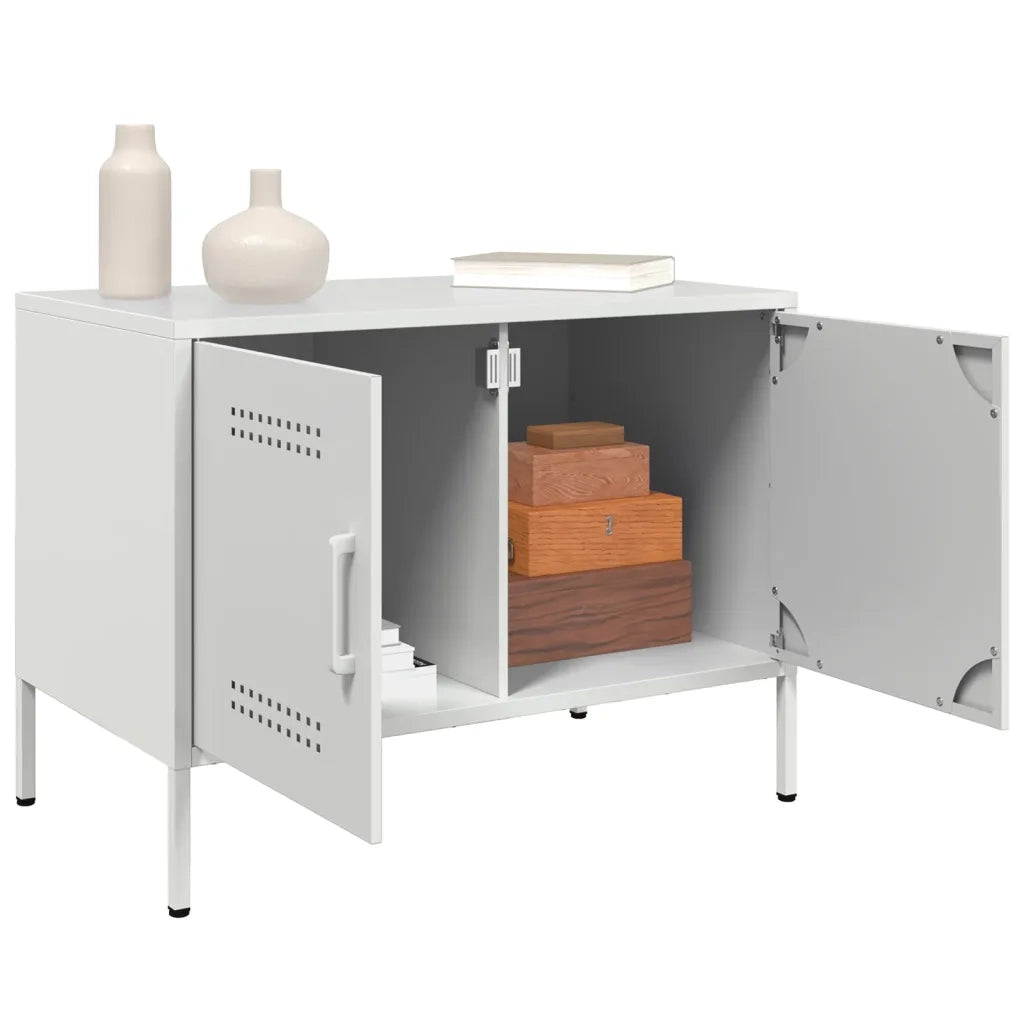 Mobili TV 2pz-Set di 2 Credenza per TV Bianchi 68x39x50,5 cm in Acciaio 890334
