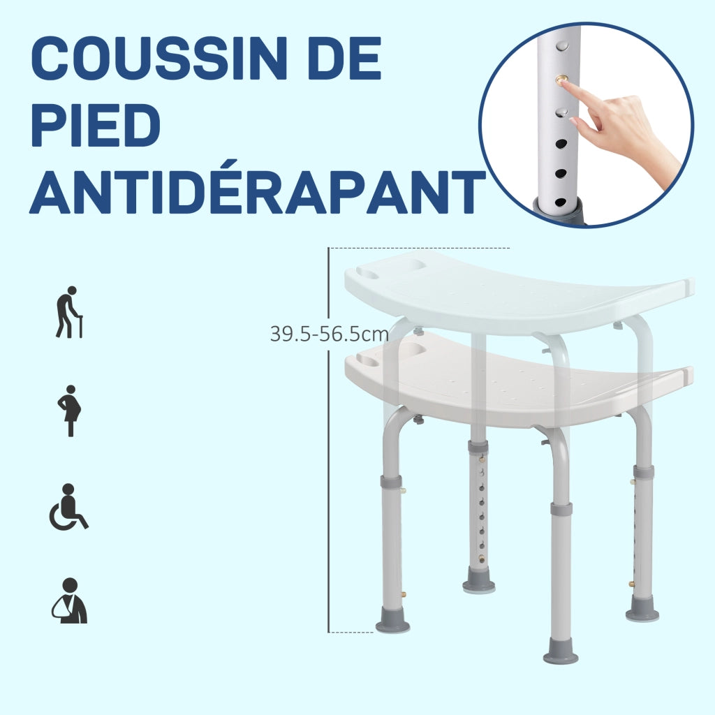Sgabello da Doccia Regolabile in Altezza ¨C Zephmum ¨C Bianco Antiscivolo HDPE