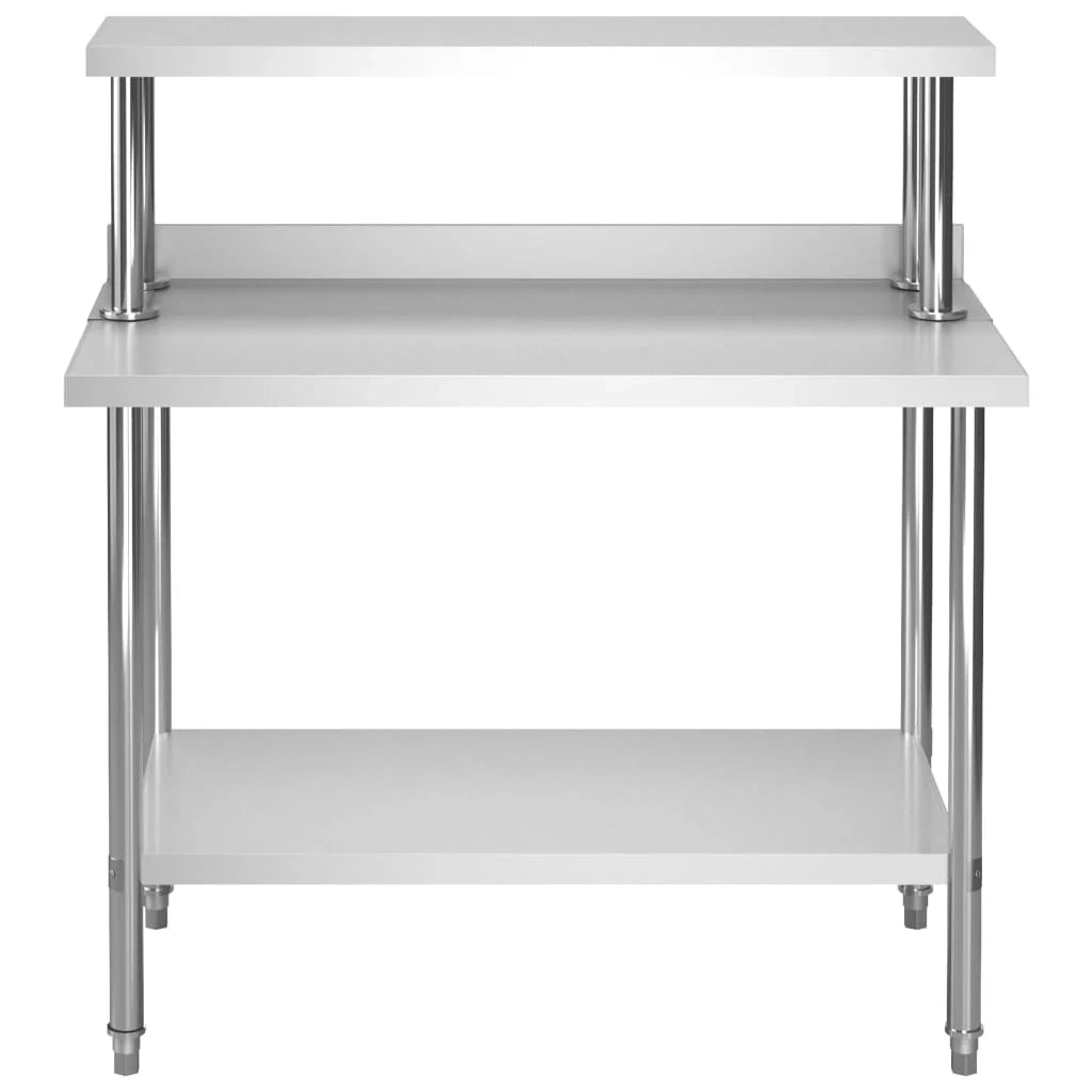 Tavolo da lavoro da cucina con ripiano 120 x 60 x 120 cm acciaio inox 02_0001919