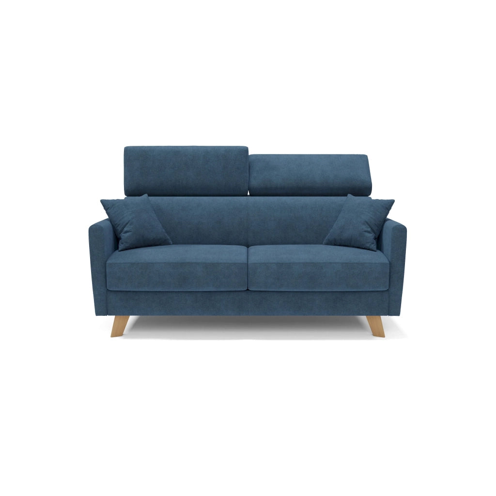 Francy Divano letto matrimoniale con poggiatesta regolabili in tessuto impermeabile e smacchiabile T17 160 cm (mat. 120x197) blu