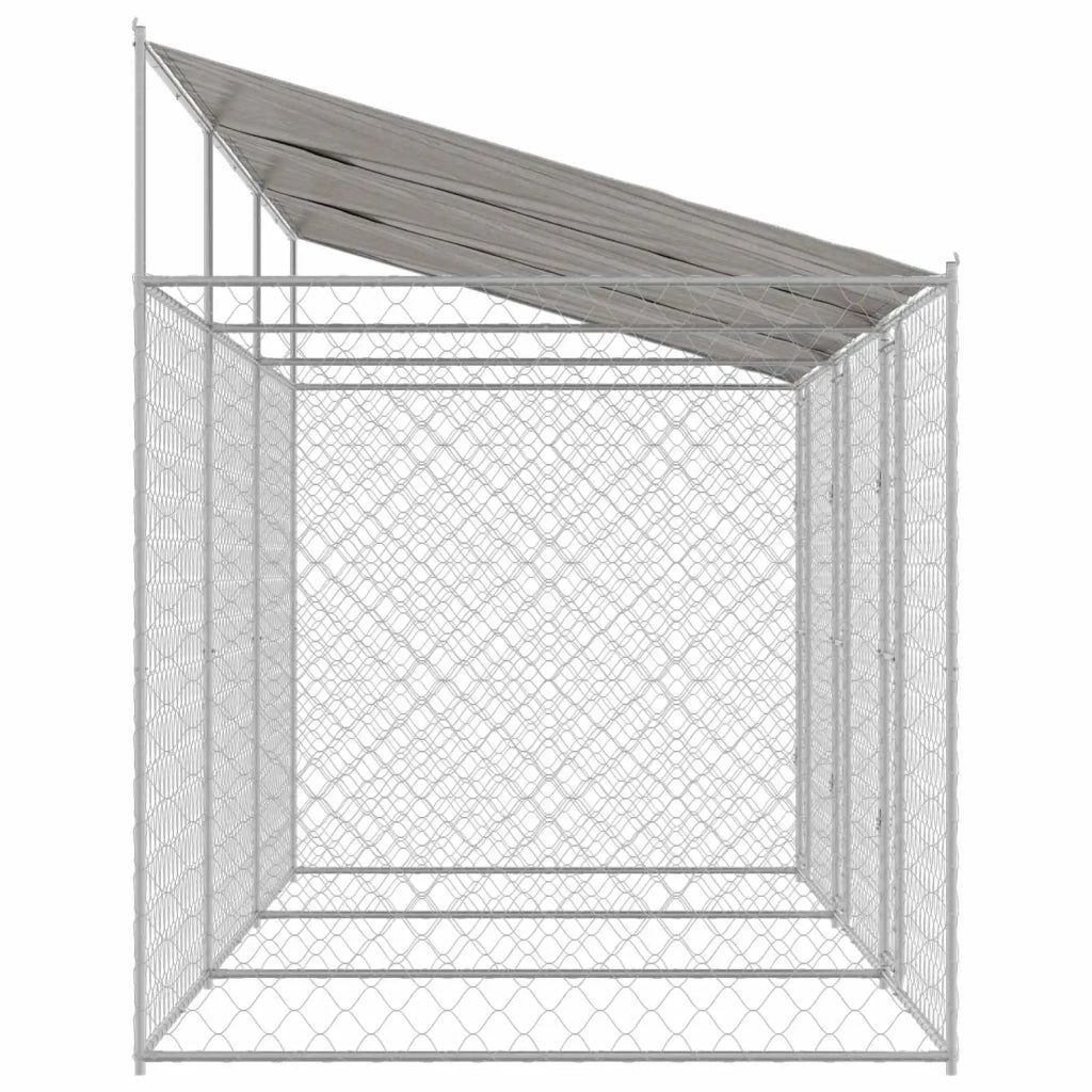 Gabbia per Cani con Tetto Argento 600 x 200 x 256 cm 3368299
