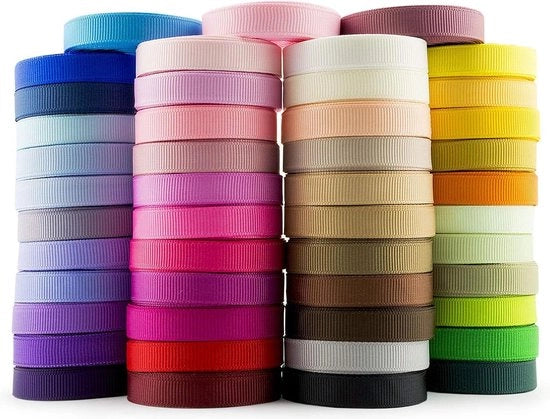 Tessuto Grosgrain 10 mm (47 x 5 yard) | Pacchetto conveniente a colori misti