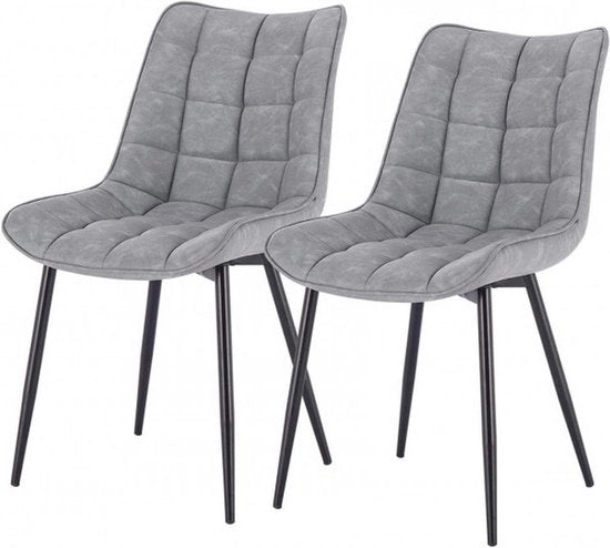 Sedie da soggiorno - set da 2 - pelle di alta qualità - design moderno - colore grigio chiaro