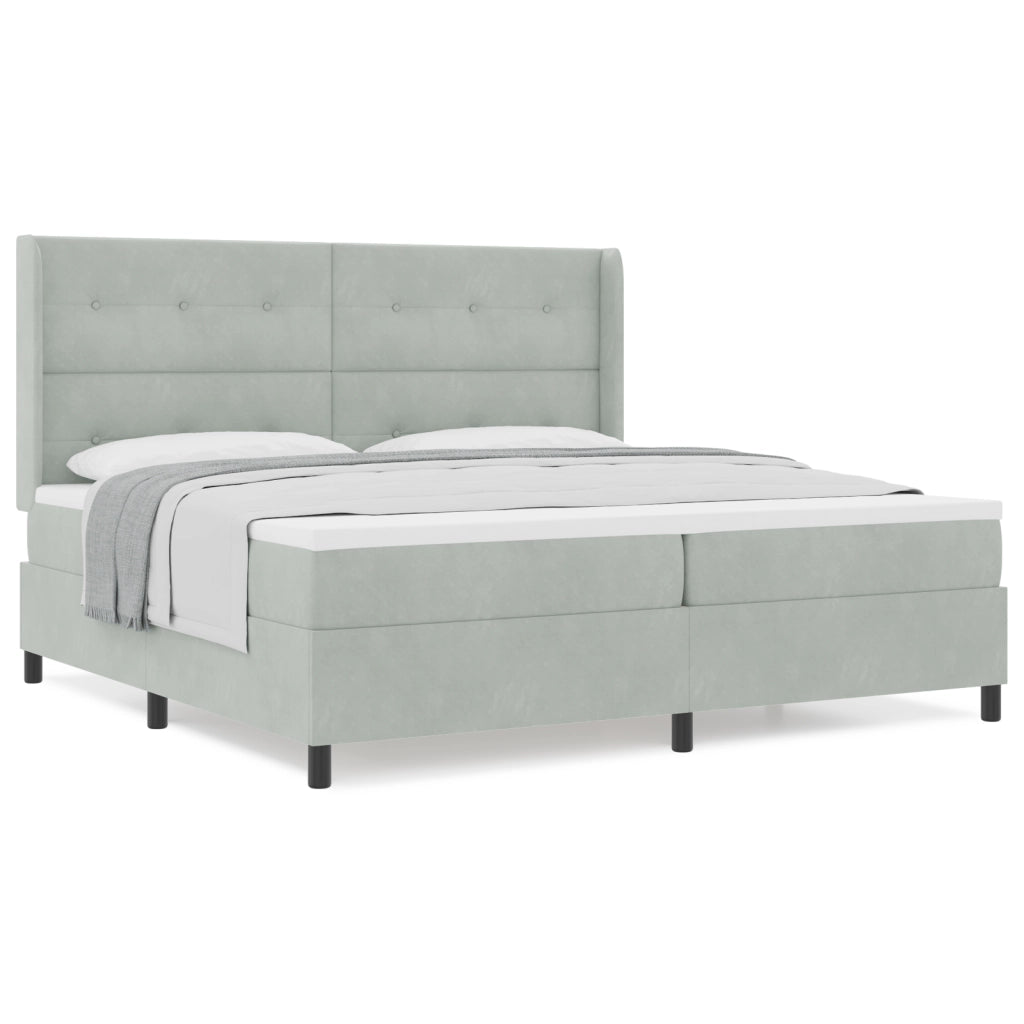 Letto Box Spring con Materasso Grigio Chiaro 200x200 cm Velluto