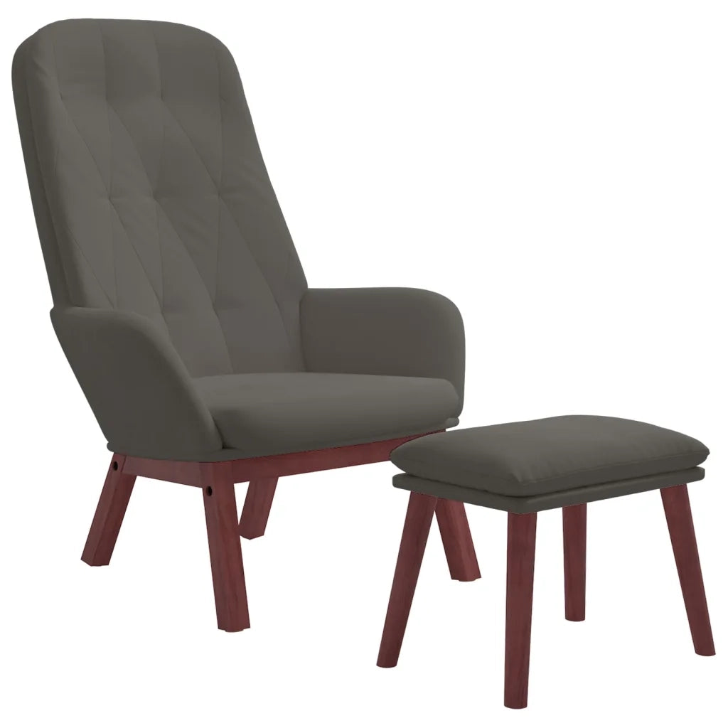 Poltrona Relax con Poggiapiedi Grigio Scuro in Velluto cod mxl 32652