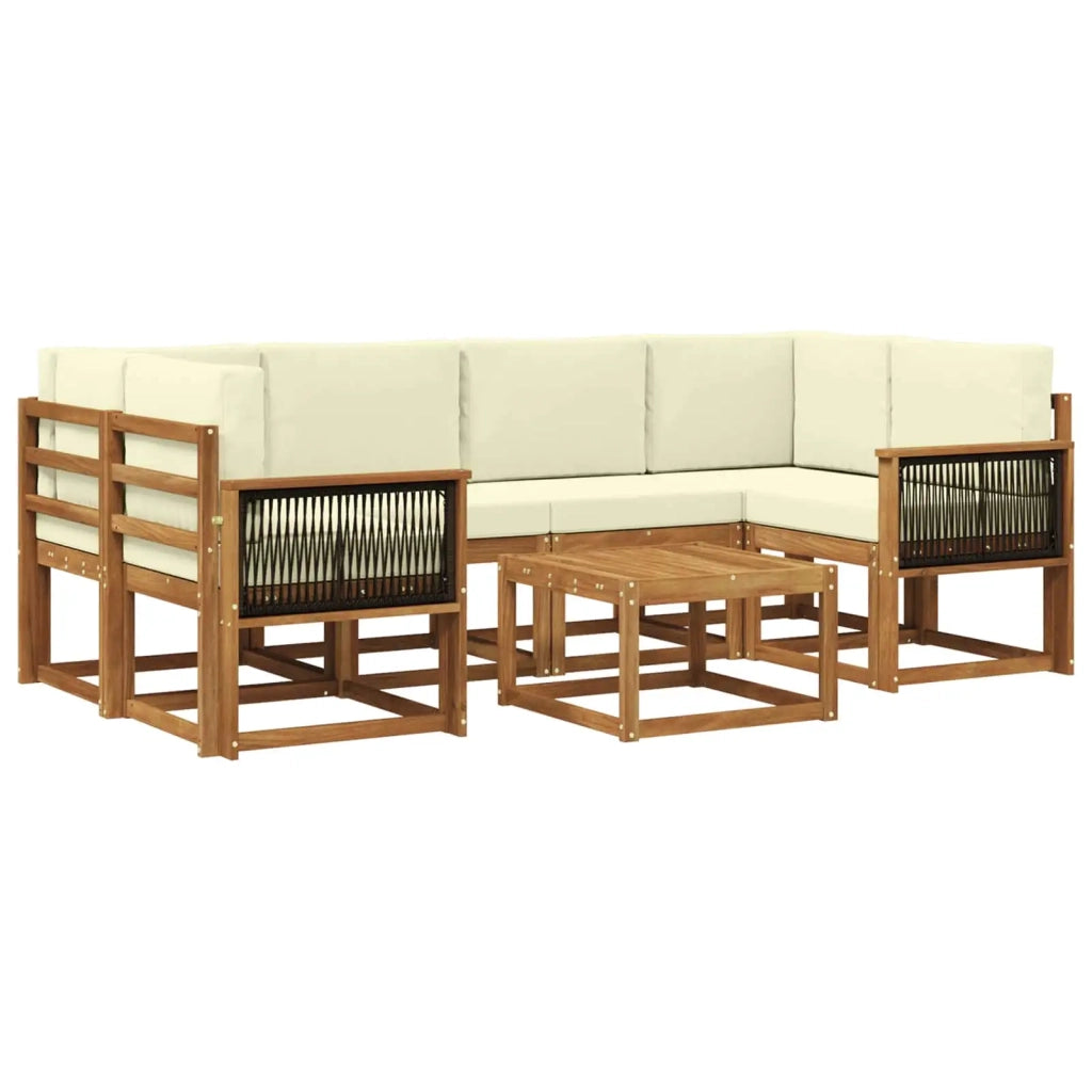 Set di divani da esterno con cuscino 5 pcs Naturale e Crema 3385031