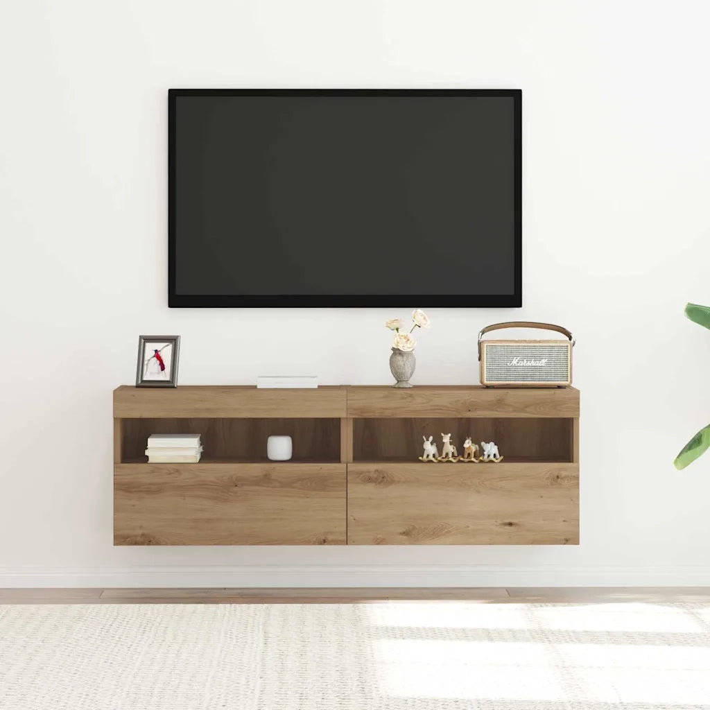 Mobile TV da parete 2 pcs rovere artigianale 60 x 30 x 40 cm 862209