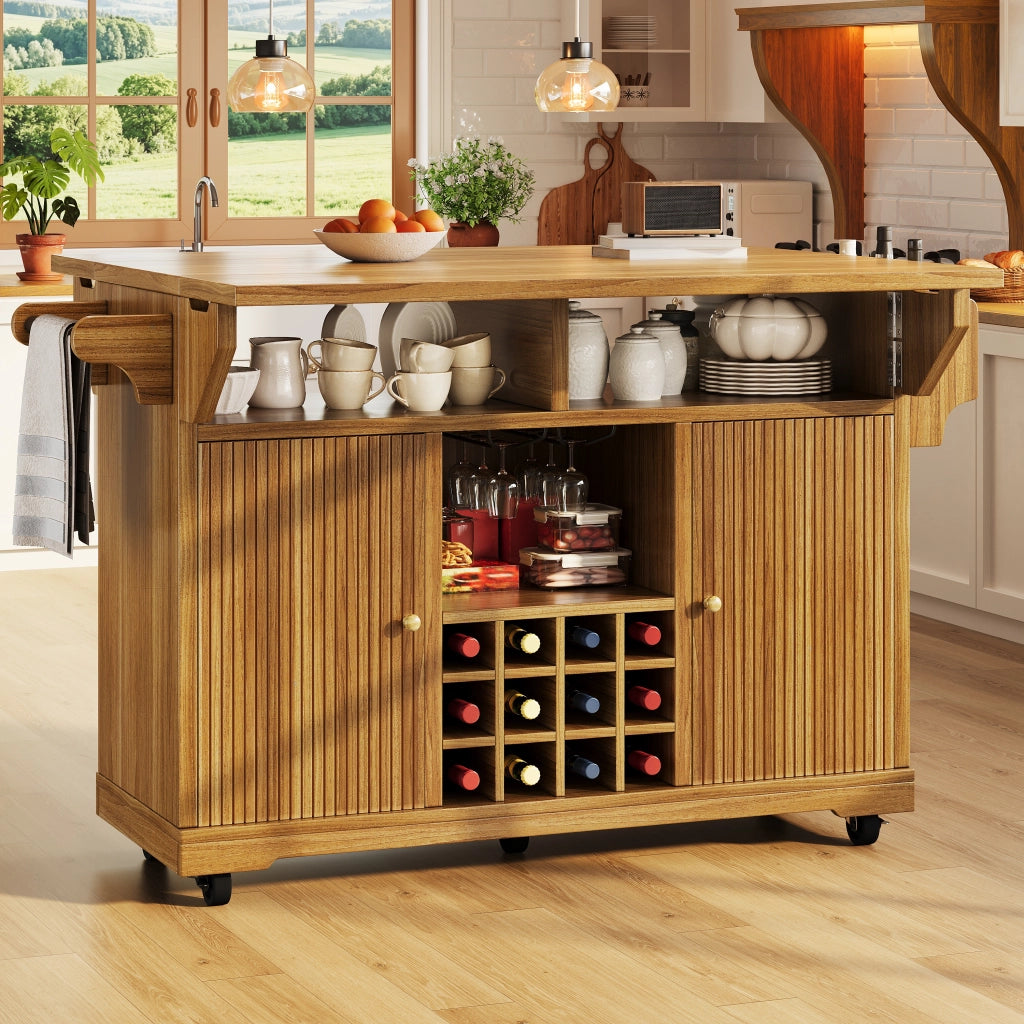 CARRELLO SERVIZIO con piano estraibile 142,5x80x95 cm MDF Marrone Scuro
